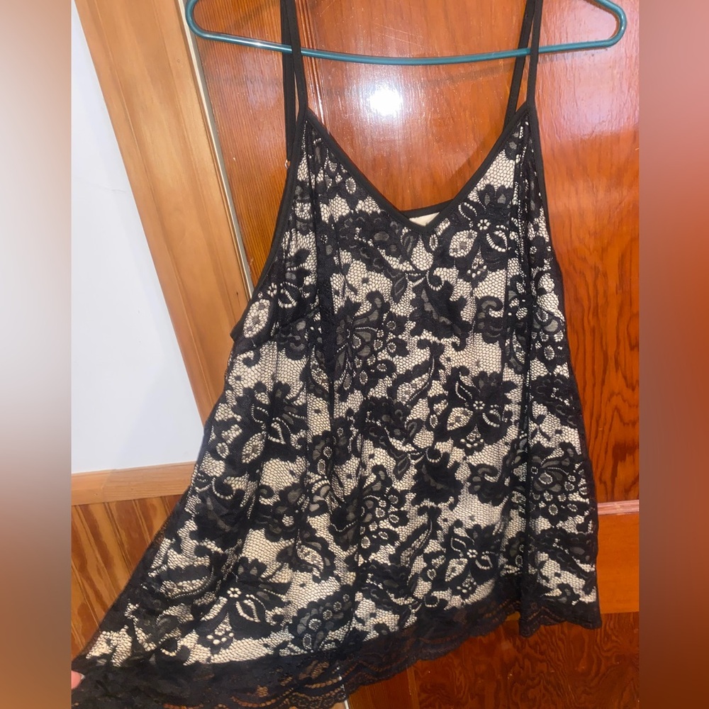 SHEIN Black Lace Detail Top